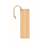 Bookmark made of sustainable bamboo with jute cord wood colour second view