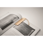 Bookmark made of sustainable bamboo with jute cord wood colour fourth photographic view