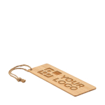 Bookmark made of sustainable bamboo with jute cord wood colour view with print area