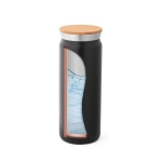 Double-walled thermal bottle with cork stopper, 600 ml black colour fourth view