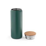 Double-walled thermal bottle with cork stopper, 600 ml dark green colour first view