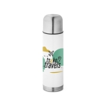 Stainless steel thermos bottle, 500ml white colour image with logo