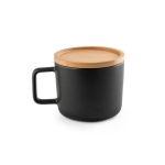 Ceramic mug with bamboo lid, 250 ml, Small Cover black colour first view