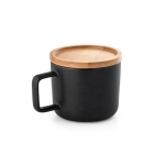 Ceramic mug with bamboo lid, 250 ml, Small Cover black colour third view