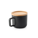 Ceramic mug with bamboo lid, 250 ml, Small Cover black colour