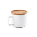 Ceramic mug with bamboo lid, 250 ml, Small Cover white colour