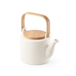 Ceramic teapot with bamboo handle, 700ml, Home off white colour