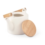 Ceramic teapot with bamboo handle, 700ml, Home off white colour fourth view