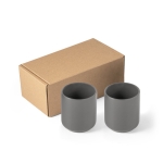 Set of 2 matte finish ceramic mugs, 280ml Home dark grey colour first view