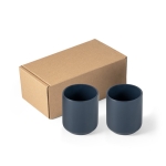 Set of 2 matte finish ceramic mugs, 280ml Home navy-blue colour first view