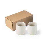 Set of 2 matte finish ceramic mugs, 280ml Home off white colour first view