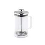 Borosilicate glass French Press, 600ml silver colour image with logo