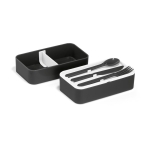 Double-walled lunch box, divider and cutlery, 1.36 L black colour third view