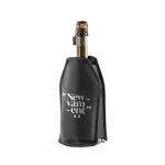 Nylon thermal cover for bottles with elastic band black colour image with logo 5