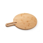 Round chopping and serving board with handle for serving natural colour