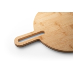 Round chopping and serving board with handle for serving natural colour third view