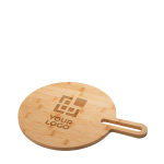 Round chopping and serving board with handle for serving main view