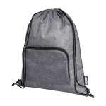 RPET drawstring bag with foldable design and front pocket grey colour