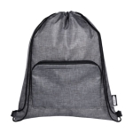 RPET drawstring bag with foldable design and front pocket grey colour