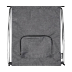 RPET drawstring bag with foldable design and front pocket grey colour