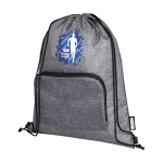 RPET drawstring bag with foldable design and front pocket grey colour