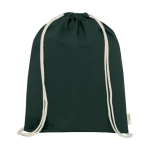 Organic cotton drawstring bag dark green colour