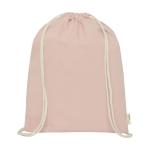 Organic cotton drawstring bag light pink colour