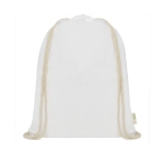 Organic cotton drawstring backpack, 140 g/m² white colour