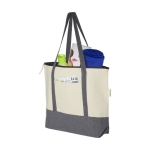 Recycled cotton tote bag with zipper, 320 g/m² grey colour