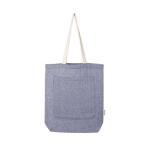 Recycled cotton bag with pocket, 150 g/m² blue colour