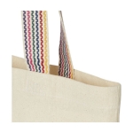 Recycled tote bag with rainbow handles, 180 g/m² natural colour