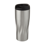 Thermal mug with original geometric wave design, 450 ml silver colour