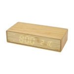 Desk clock with charger and alarm clock made from bamboo wood colour