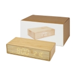 Desk clock with charger and alarm clock made from bamboo wood colour