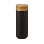 Ceramic cup with bamboo screw lid, spill-proof, 300 ml black colour