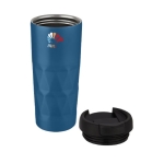 Colourful geometric thermal cup, leak-proof steel 450 ml blue colour