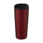 Colourful geometric thermal cup, leak-proof steel 450 ml red colour