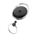 Original plastic carabiner keyring with extendable clip black colour