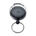 Original plastic carabiner keyring with extendable clip black colour