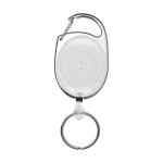 Original plastic carabiner keyring with extendable clip white colour