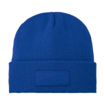 Cosy hat with patch blue colour