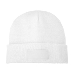 Cosy hat with patch white colour