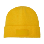 Cosy hat with patch yellow colour