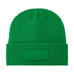 Cosy hat with patch green colour