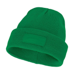 Cosy hat with patch green colour