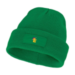 Cosy hat with patch green colour