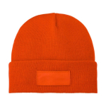 Cosy hat with patch orange colour