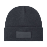 Cosy hat with patch dark grey colour