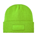 Cosy hat with patch light-green colour