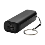 Colourful promotional powerbank with keyring, 1,200 mAh black colour